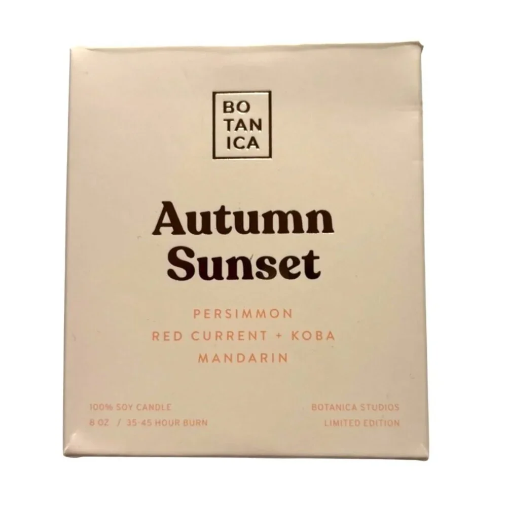 Botanica Autumn Sunset 100% Soy Scented Candle 8 Oz Limited Edition Persimmon Re